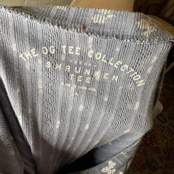 Aero The OG Tee Collection Blue Floral Ribbed Lettuce Edge Top - Picture 9 of 9